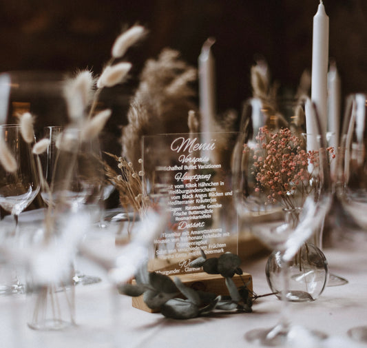 Unsere Menükarten auf Acrylglas.