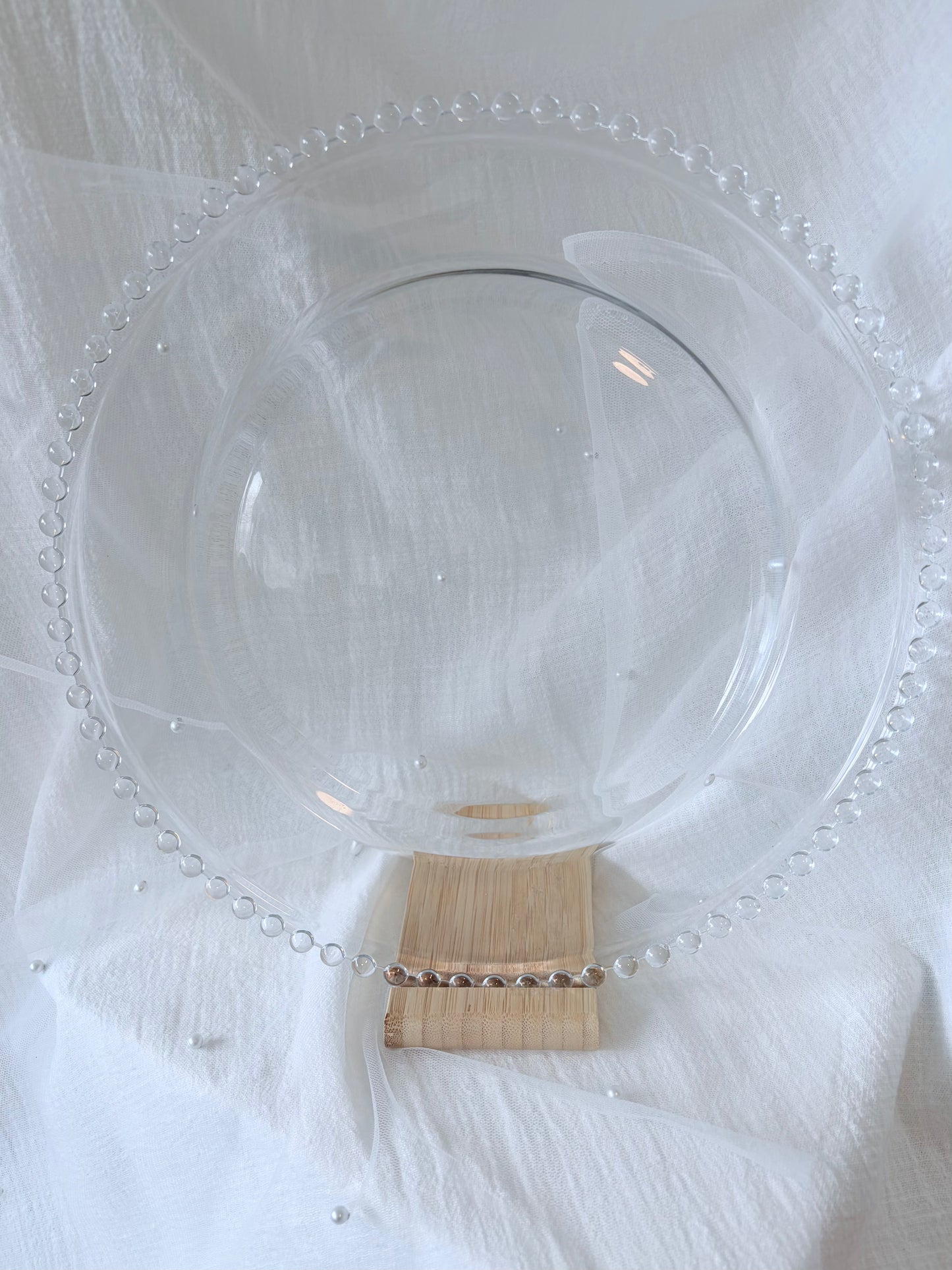 Platzteller Perlenrand Glas
