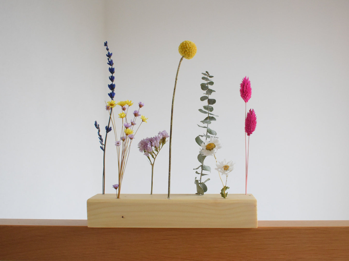 Blumenleiste "Spring" | Flowerboard | Flowergram | Holzleiste mit Trockenblumen